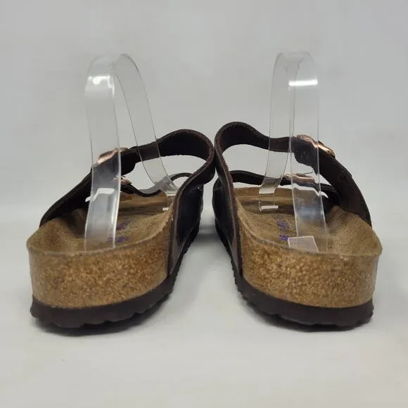 Birkenstock Sandals Mens EU45 US12 Arizona Brown Oiled Habana Leather Slides
