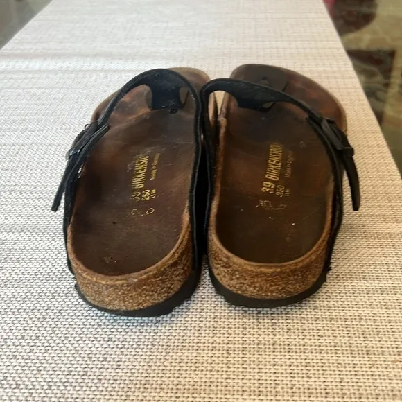 BIRKENSTOCK WOMEN - black birko-flor gizeh sandals, size39