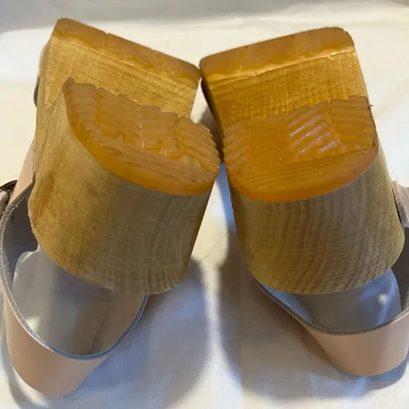 Bjork ALMA Size 41 Nude Swedish Wood Clog Leather Sandals