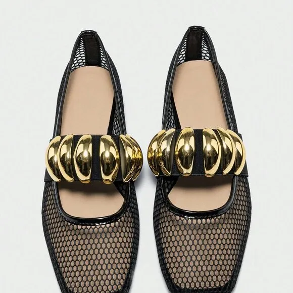 Black Elegant Women's Summer Hollow Breathable Fishnet Loafers