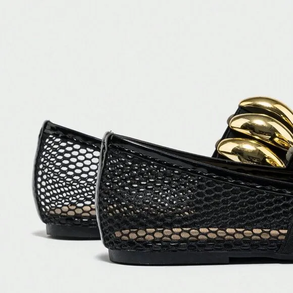 Black Elegant Women's Summer Hollow Breathable Fishnet Loafers