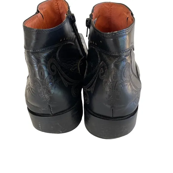 Black Leather Boot Side Zip Square Toe Robert Wayne Boot Size 11