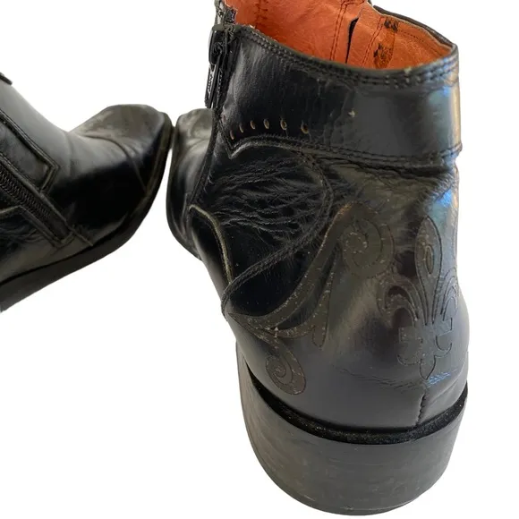 Black Leather Boot Side Zip Square Toe Robert Wayne Boot Size 11