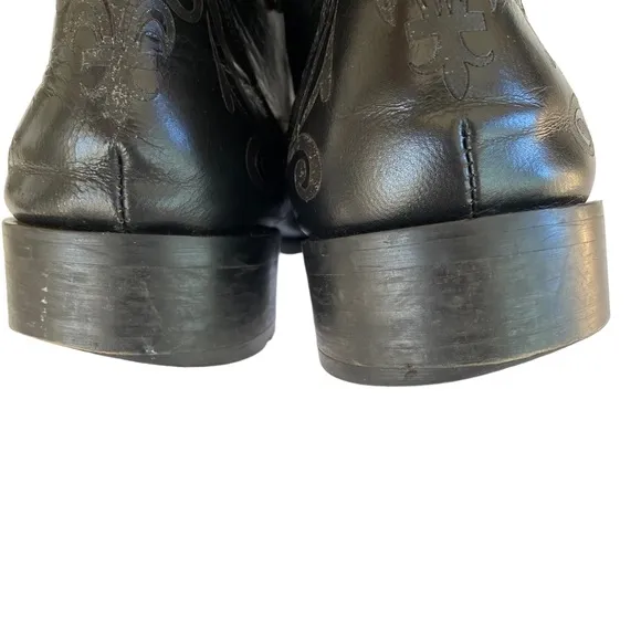 Black Leather Boot Side Zip Square Toe Robert Wayne Boot Size 11