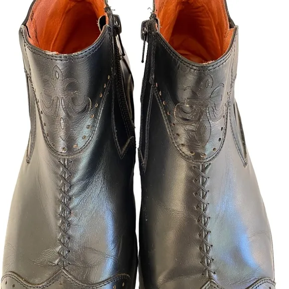 Black Leather Boot Side Zip Square Toe Robert Wayne Boot Size 11