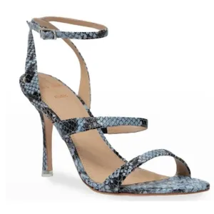 Black Suede Studio Sandals Womens Size 7 Blue Black Leather Gwen Snake Print