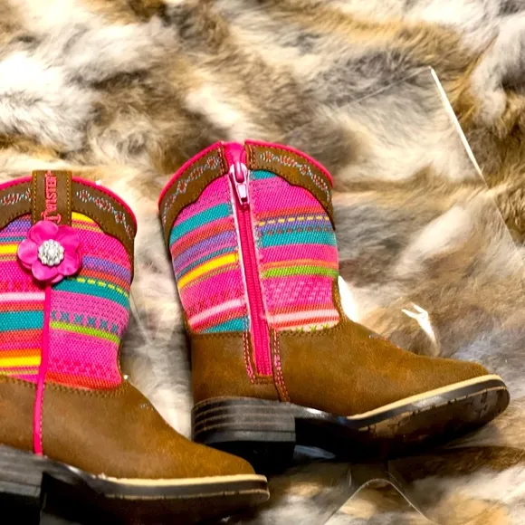 Blazin’ Roxx (M&amp;F) Camilla Toddlers Pink Serape Zip Side Cowgirl Boots #4419844