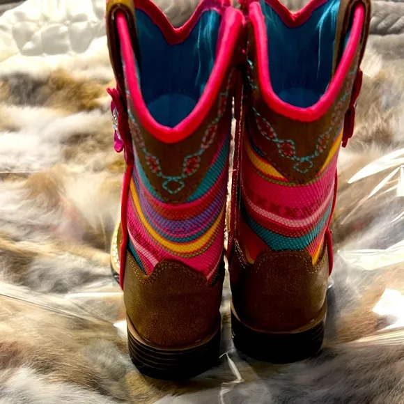 Blazin’ Roxx (M&amp;F) Camilla Toddlers Pink Serape Zip Side Cowgirl Boots #4419844