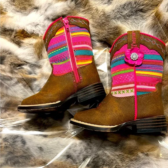 Blazin’ Roxx (M&amp;F) Camilla Toddlers Pink Serape Zip Side Cowgirl Boots #4419844