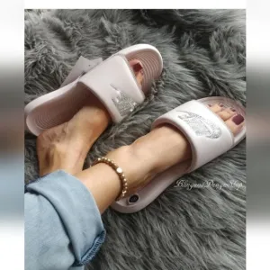 Bling Women Nike Sandals Victori One Slides Pink Custom with Crystal Rhinestones