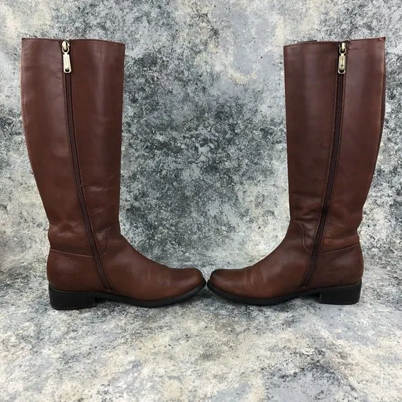 Blondo Women's Size 8M Volly Brown Leather Waterproof Side Zip Tall Riding Boots