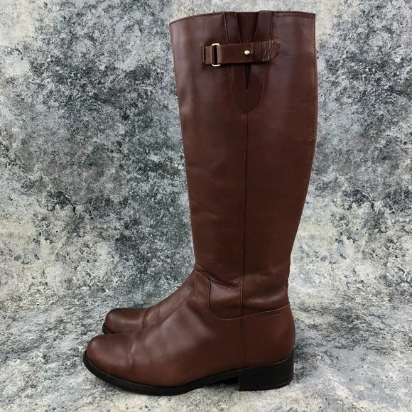 Blondo Women's Size 8M Volly Brown Leather Waterproof Side Zip Tall Riding Boots