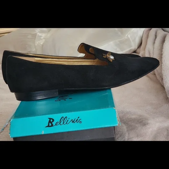 BNIB Bellini Ballet Flats Black Faux Suede Size 10W