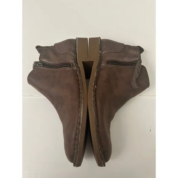 Bobs from Skechers Women Ankle Boots Memory Foam Booties side zip W7 Brown