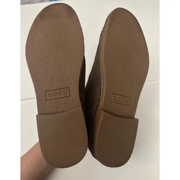 Bobs from Skechers Women Ankle Boots Memory Foam Booties side zip W7 Brown