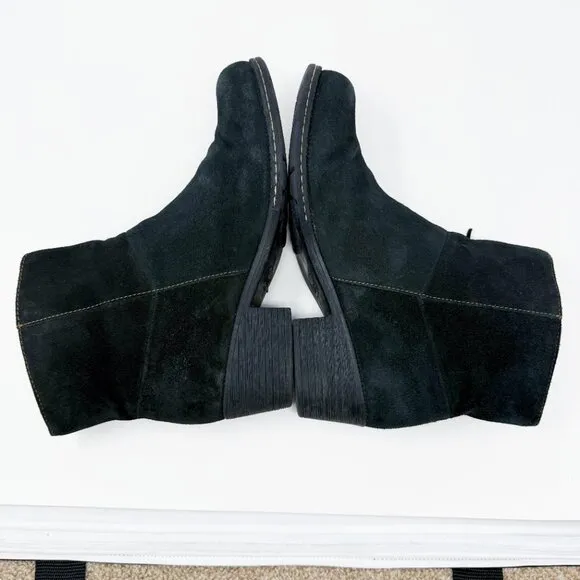 Boc Black Suede Ankle Boots with Fringe Women's Size 10 EUC Side Zip
