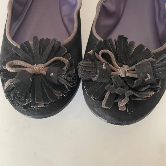 BODEN Black Ballerina Suede tassel flats 40 w/Box
