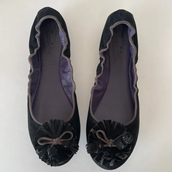 BODEN Black Ballerina Suede tassel flats 40 w/Box