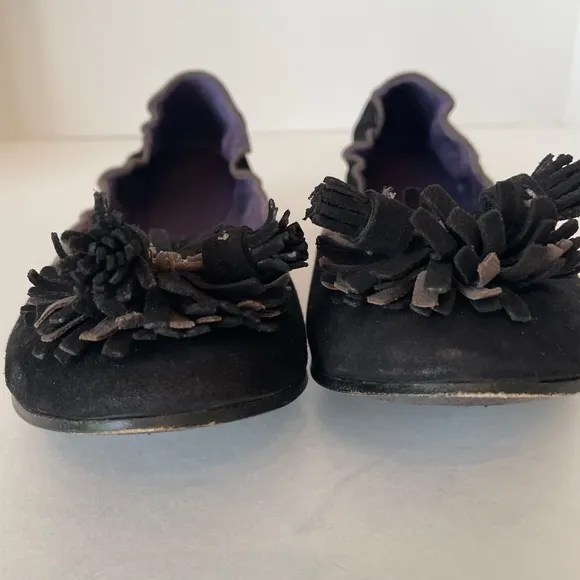 BODEN Black Ballerina Suede tassel flats 40 w/Box
