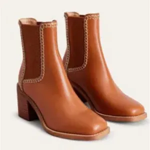 Boden Honey Brown Leather Chelsea Boots EUC Women’s Size 38