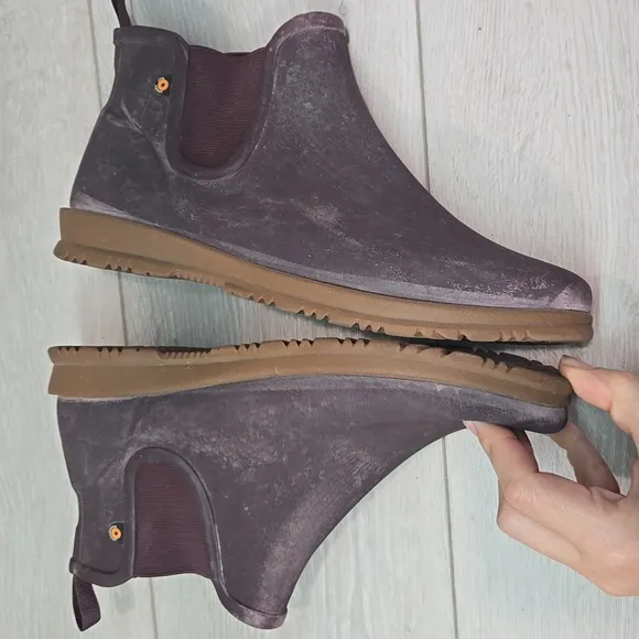 Bogs Women Ankle Purple Chelsea Boots Shoes Sz 8