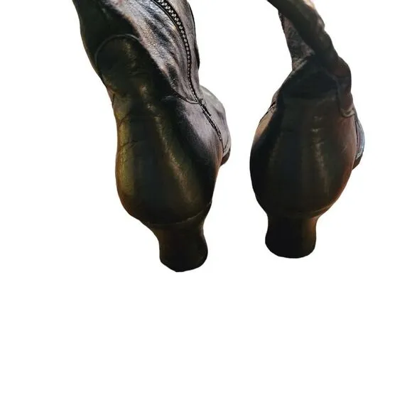 Born black leather tall zip boots 7
