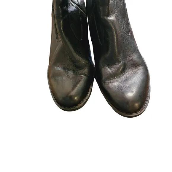 Born black leather tall zip boots 7