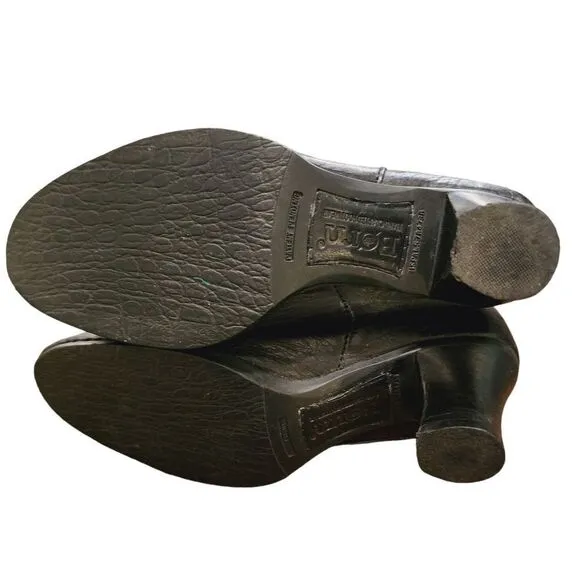 Born black leather tall zip boots 7