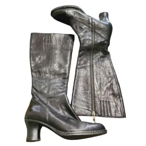 Born black leather tall zip boots 7