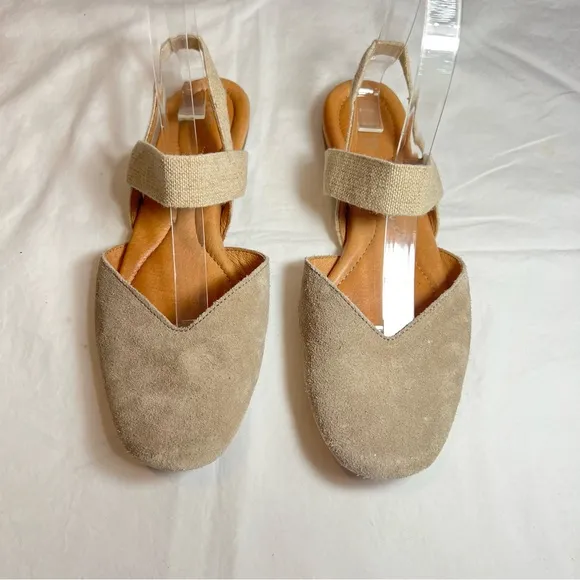 Born Coco tan suede leather sling back round toe flats size 8