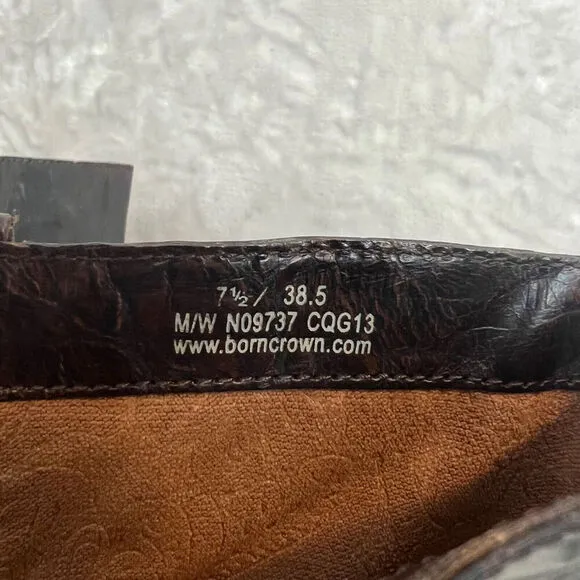 Born Crown Boots Womens 7.5 Brown Distressed Leather Tall Side Zip Outdoors