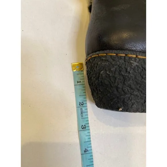 Born Leather Knee High Black Winter Boot Side Zip EUC Sz 9 Furry Trim Women’s