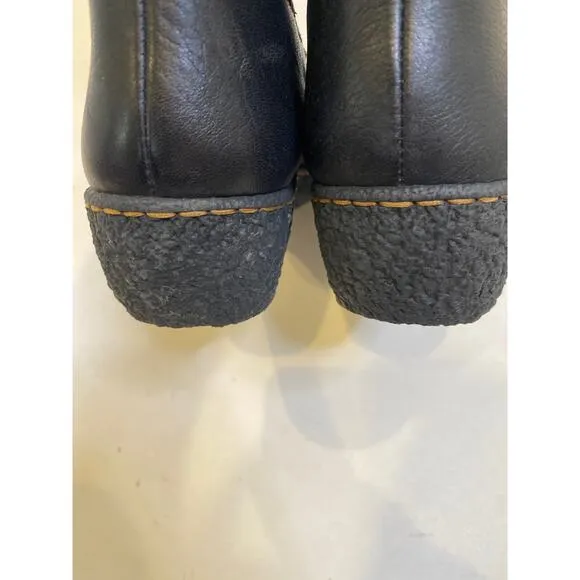 Born Leather Knee High Black Winter Boot Side Zip EUC Sz 9 Furry Trim Women’s