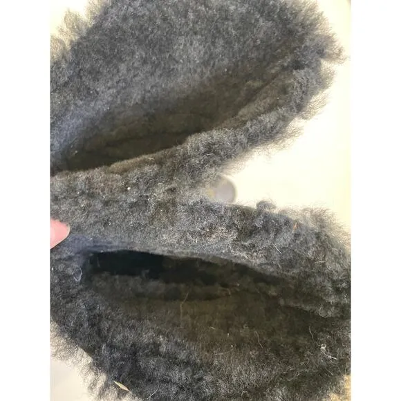 Born Leather Knee High Black Winter Boot Side Zip EUC Sz 9 Furry Trim Women’s
