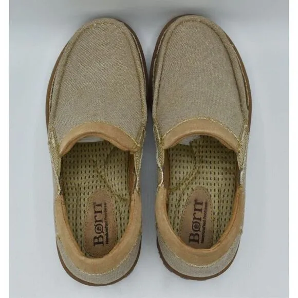 Born Mens Size 8.5 Gudmund Natural Canvas Slip On Loafers Shoes