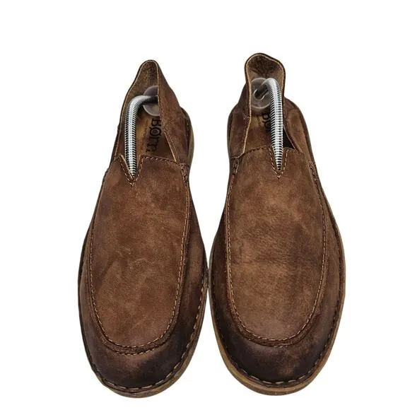 Born Men's Stewie II Brown Suede Loafers with Foldable Heel Size 10.5