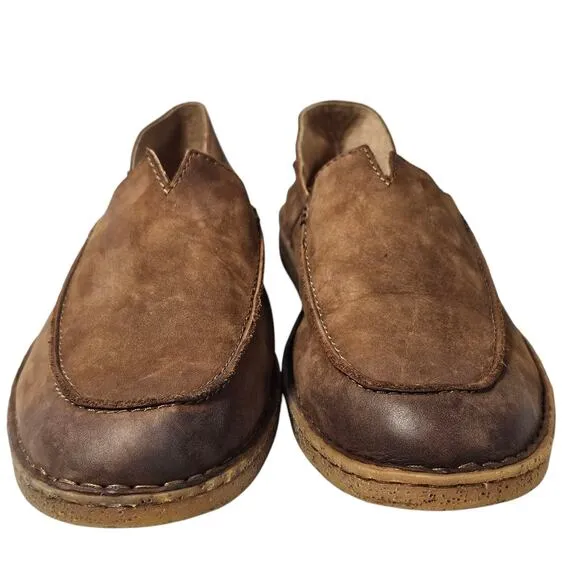 Born Men's Stewie II Brown Suede Loafers with Foldable Heel Size 10.5