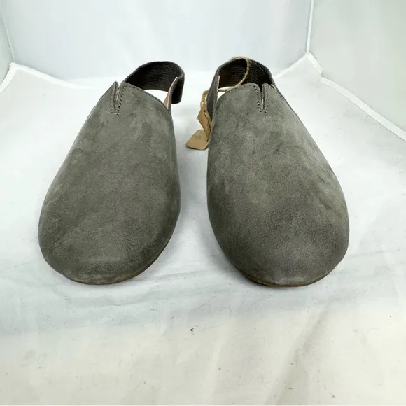 BORN Sebra Sling Bowe Nubuck Leather Mules Loafers Sandals Womens Gray Sz 6 NIB