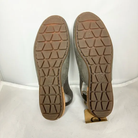 BORN Sebra Sling Bowe Nubuck Leather Mules Loafers Sandals Womens Gray Sz 6 NIB