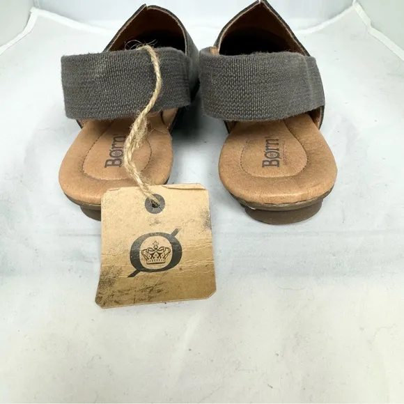 BORN Sebra Sling Bowe Nubuck Leather Mules Loafers Sandals Womens Gray Sz 6 NIB