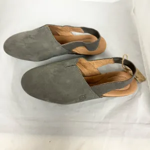 BORN Sebra Sling Bowe Nubuck Leather Mules Loafers Sandals Womens Gray Sz 6 NIB