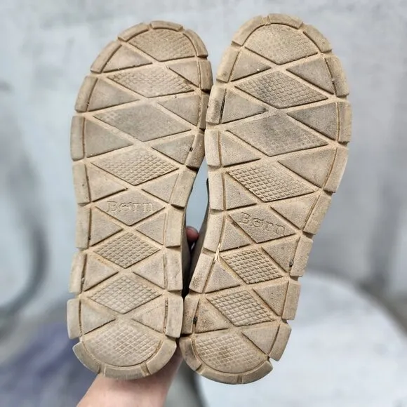Born Shoes Mens Size 8.5 Brown Canvas and Leather Slip On Loafers *Read*