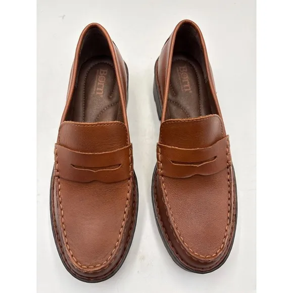 Born Shoes Womens 7.5 M Carrera Slip On Lugsole Penny Loafer BR0041706 Brown