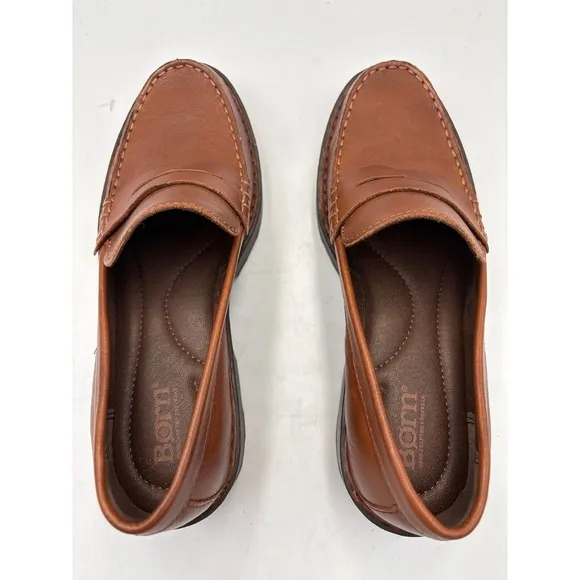 Born Shoes Womens 7.5 M Carrera Slip On Lugsole Penny Loafer BR0041706 Brown