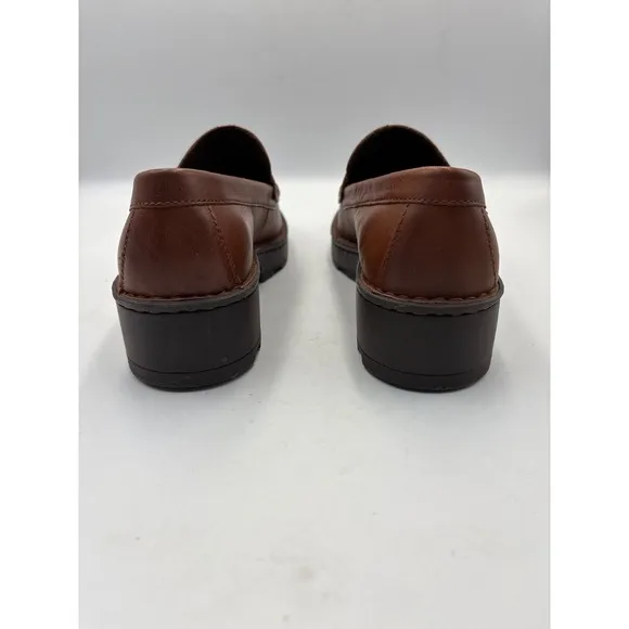 Born Shoes Womens 7.5 M Carrera Slip On Lugsole Penny Loafer BR0041706 Brown