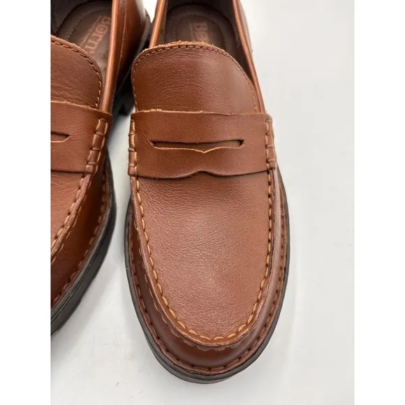 Born Shoes Womens 7.5 M Carrera Slip On Lugsole Penny Loafer BR0041706 Brown