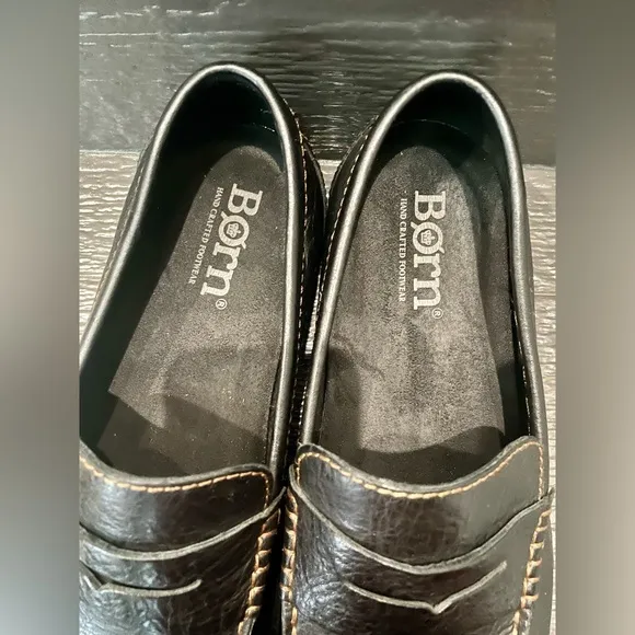 Born Simon II Black Leather Men’s Loafers, Size 9.5, Soft Leather, Cushioned