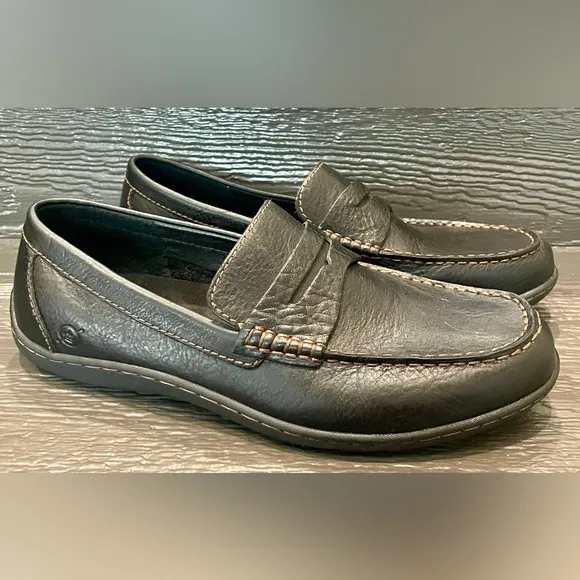 Born Simon II Black Leather Men’s Loafers, Size 9.5, Soft Leather, Cushioned