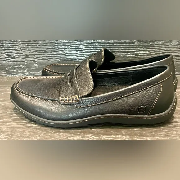 Born Simon II Black Leather Men’s Loafers, Size 9.5, Soft Leather, Cushioned