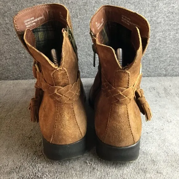 Born Suede Leather Western Side Zip Ankle Boots Booties with Tassel Size 8M